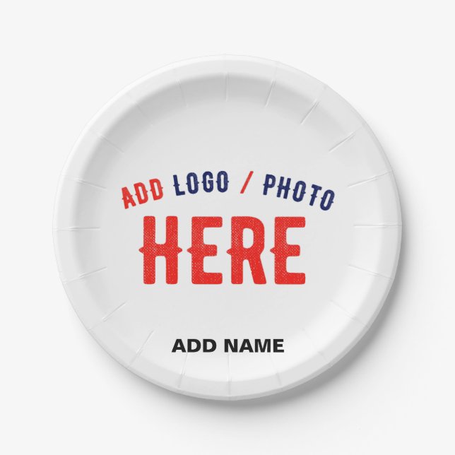 STYLISH MODERN CUSTOMIZABLE WHITE VERIFIED BRANDED PAPER PLATE (Front)