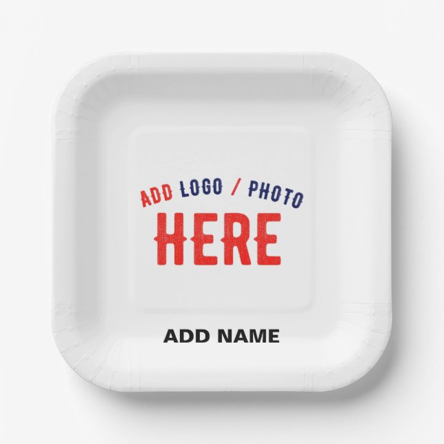 STYLISH MODERN CUSTOMIZABLE WHITE VERIFIED BRANDED PAPER PLATE (Front)