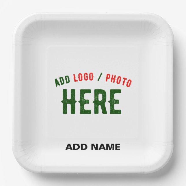 STYLISH MODERN CUSTOMIZABLE WHITE VERIFIED BRANDED PAPER PLATE (Front)