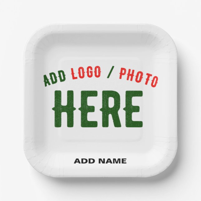STYLISH MODERN CUSTOMIZABLE WHITE VERIFIED BRANDED PAPER PLATE (Front)