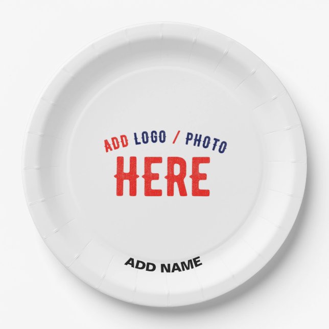 STYLISH MODERN CUSTOMIZABLE WHITE VERIFIED BRANDED PAPER PLATE (Front)