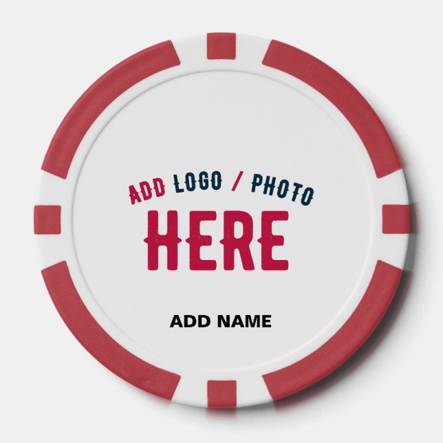 STYLISH MODERN CUSTOMIZABLE WHITE VERIFIED BRANDED POKER CHIPS (Front)