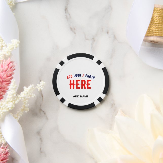 STYLISH MODERN CUSTOMIZABLE WHITE VERIFIED BRANDED POKER CHIPS (Wedding)