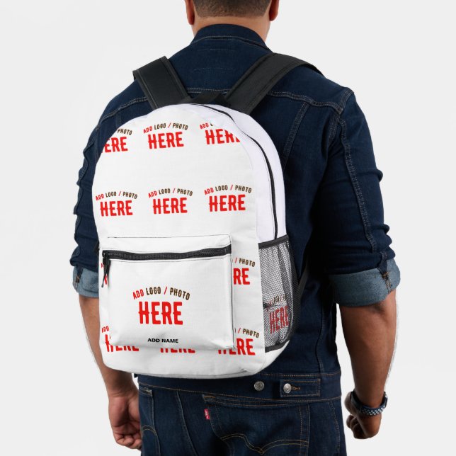 STYLISH MODERN CUSTOMIZABLE WHITE VERIFIED BRANDED PRINTED BACKPACK (Insitu (Model))
