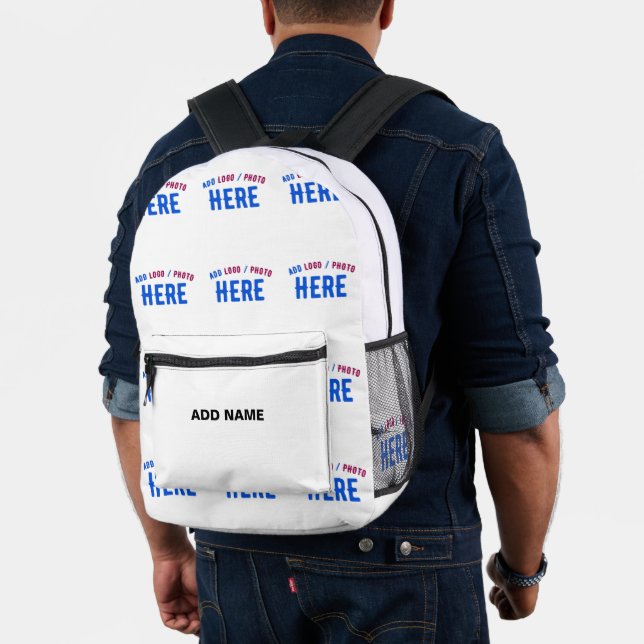STYLISH MODERN CUSTOMIZABLE WHITE VERIFIED BRANDED PRINTED BACKPACK (Insitu (Model))