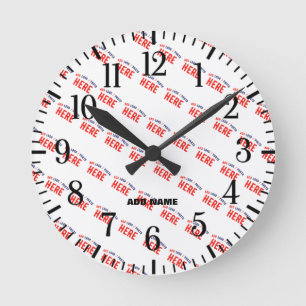 STYLISH MODERN CUSTOMIZABLE WHITE VERIFIED BRANDED ROUND CLOCK