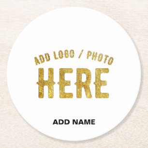 STYLISH MODERN CUSTOMIZABLE WHITE VERIFIED BRANDED ROUND PAPER COASTER