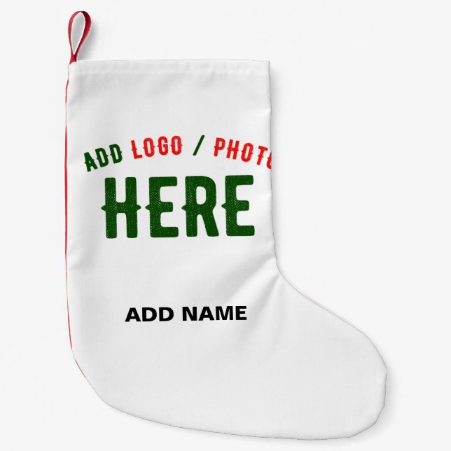 STYLISH MODERN CUSTOMIZABLE WHITE VERIFIED BRANDED SMALL CHRISTMAS STOCKING (Front)