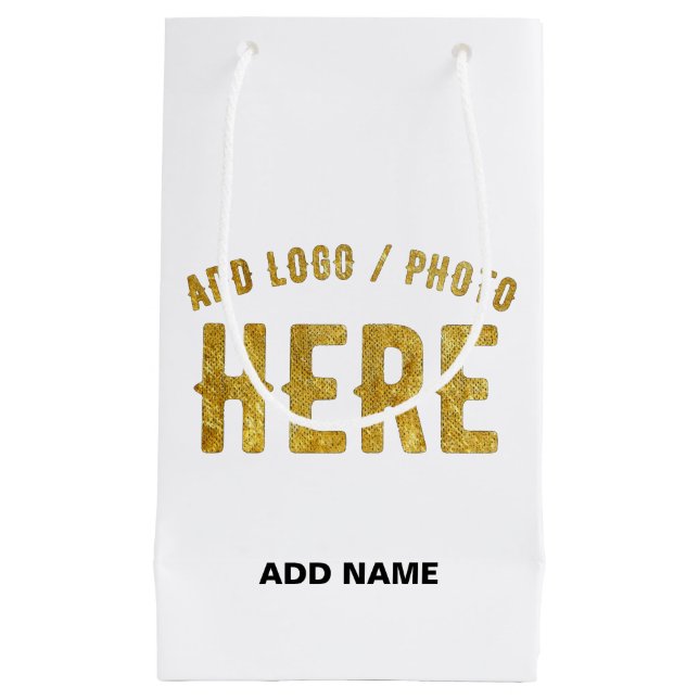 STYLISH MODERN CUSTOMIZABLE WHITE VERIFIED BRANDED SMALL GIFT BAG (Front)