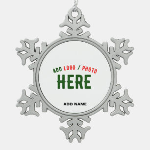 STYLISH MODERN CUSTOMIZABLE WHITE VERIFIED BRANDED SNOWFLAKE PEWTER CHRISTMAS ORNAMENT