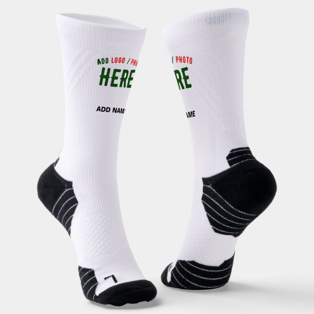 STYLISH MODERN CUSTOMIZABLE WHITE VERIFIED BRANDED SOCKS (Angled)