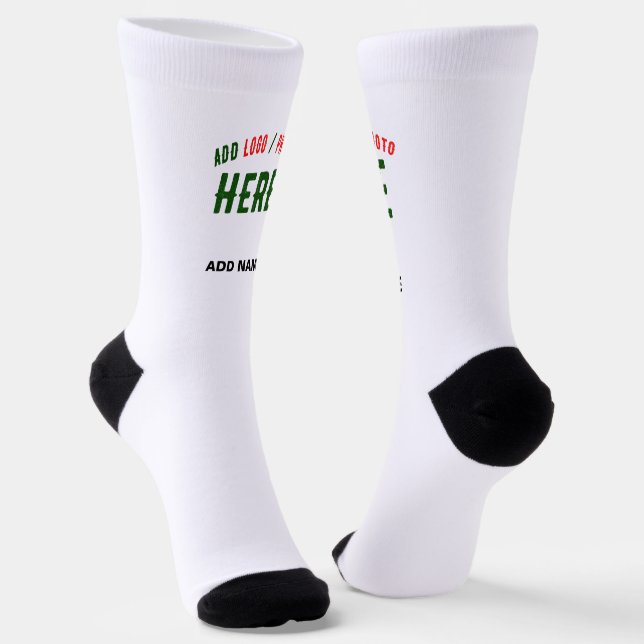 STYLISH MODERN CUSTOMIZABLE WHITE VERIFIED BRANDED SOCKS (Angled)