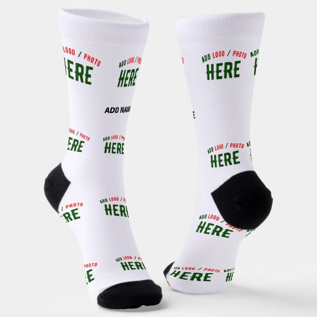 STYLISH MODERN CUSTOMIZABLE WHITE VERIFIED BRANDED SOCKS (Angled)
