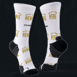 STYLISH MODERN CUSTOMIZABLE WHITE VERIFIED BRANDED SOCKS<br><div class="desc">THIS IS A DESIGN FITTING FOR EVERYONE.YOU CAN CHANGE, RESIZE OR ADD LOGO, PHOTO, TEXT AND COLOURS THE WAY YOU LIKE.THANK YOU.</div>