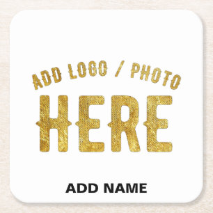STYLISH MODERN CUSTOMIZABLE WHITE VERIFIED BRANDED SQUARE PAPER COASTER