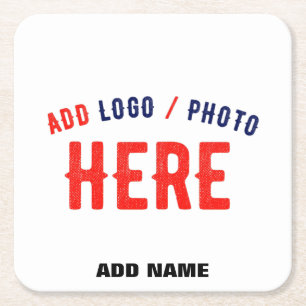 STYLISH MODERN CUSTOMIZABLE WHITE VERIFIED BRANDED SQUARE PAPER COASTER