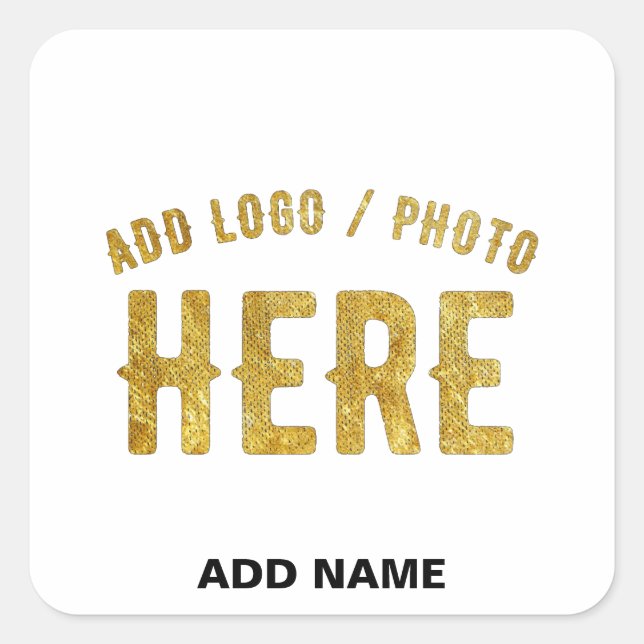 STYLISH MODERN CUSTOMIZABLE WHITE VERIFIED BRANDED SQUARE STICKER (Front)