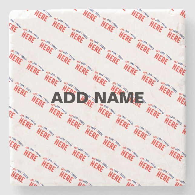 STYLISH MODERN CUSTOMIZABLE WHITE VERIFIED BRANDED STONE COASTER (Front)
