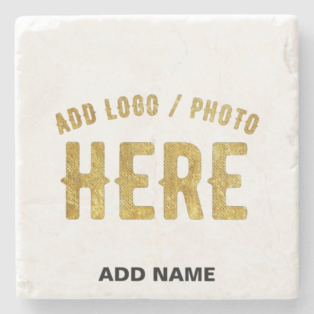 STYLISH MODERN CUSTOMIZABLE WHITE VERIFIED BRANDED STONE COASTER (Front)