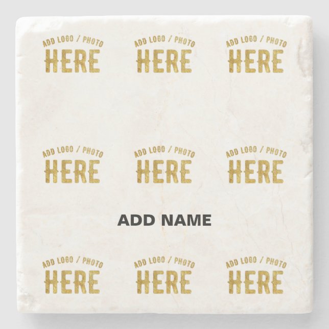 STYLISH MODERN CUSTOMIZABLE WHITE VERIFIED BRANDED STONE COASTER (Front)