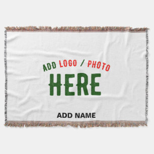 STYLISH MODERN CUSTOMIZABLE WHITE VERIFIED BRANDED THROW BLANKET