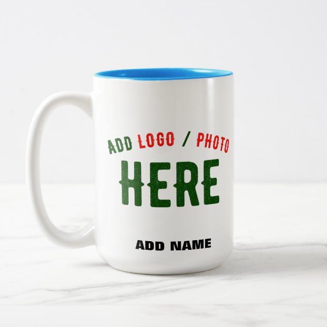 STYLISH MODERN CUSTOMIZABLE WHITE VERIFIED BRANDED Two-Tone COFFEE MUG (Left)