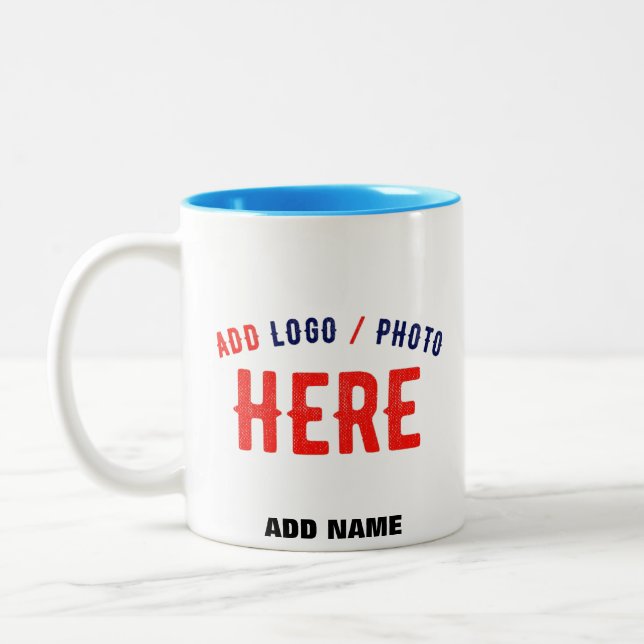 STYLISH MODERN CUSTOMIZABLE WHITE VERIFIED BRANDED Two-Tone COFFEE MUG (Left)