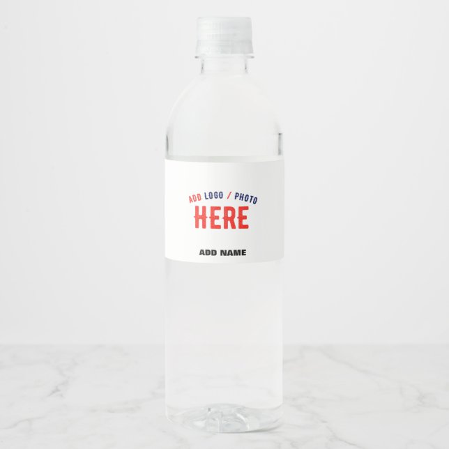 STYLISH MODERN CUSTOMIZABLE WHITE VERIFIED BRANDED WATER BOTTLE LABEL (Front)
