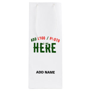 STYLISH MODERN CUSTOMIZABLE WHITE VERIFIED BRANDED WINE GIFT BAG