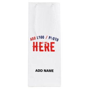 STYLISH MODERN CUSTOMIZABLE WHITE VERIFIED BRANDED WINE GIFT BAG