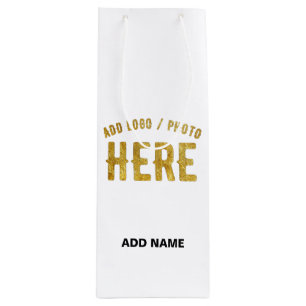 STYLISH MODERN CUSTOMIZABLE WHITE VERIFIED BRANDED WINE GIFT BAG