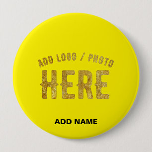 STYLISH MODERN CUSTOMIZABLE YELLOW VERIFIED BRAND 4 INCH ROUND BUTTON