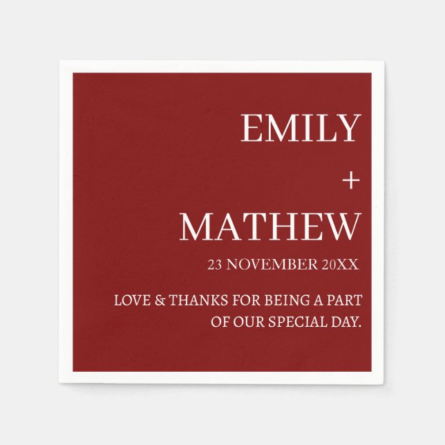 STYLISH MODERN CUSTOMIZED ELEGANT CLASSIC WEDDING  NAPKIN (Front)