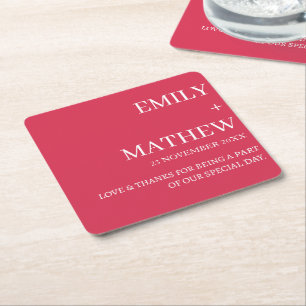 STYLISH MODERN CUSTOMIZED ELEGANT CLASSIC WEDDING  SQUARE PAPER COASTER