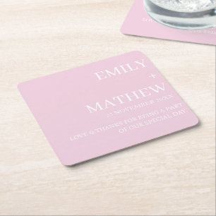 STYLISH MODERN CUSTOMIZED ELEGANT CLASSIC WEDDING SQUARE PAPER COASTER