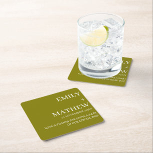 STYLISH MODERN CUSTOMIZED ELEGANT CLASSIC WEDDING  SQUARE PAPER COASTER