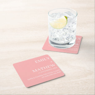 STYLISH MODERN CUSTOMIZED ELEGANT CLASSIC WEDDING  SQUARE PAPER COASTER