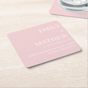 STYLISH MODERN CUSTOMIZED ELEGANT CLASSIC WEDDING  SQUARE PAPER COASTER