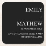STYLISH MODERN CUSTOMIZED ELEGANT CLASSIC WEDDING SQUARE PAPER COASTER<br><div class="desc">CUSTOM NAME MINIMAL MONOGRAM BLACK & WHITE TYPOGRAPHY WEDDING NAPKINS PERSONALIZED NAME CUTE WEDDING COASTERS
STYLISH MODERN CUSTOMIZED ELEGANT CLASSIC WEDDING SQUARE PAPER COASTER.</div>