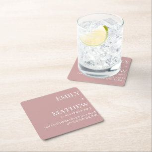 STYLISH MODERN CUSTOMIZED ELEGANT CLASSIC WEDDING  SQUARE PAPER COASTER