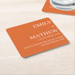 STYLISH MODERN CUSTOMIZED ELEGANT CLASSIC WEDDING  SQUARE PAPER COASTER