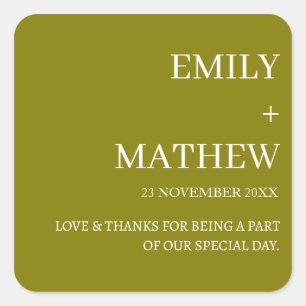 STYLISH MODERN CUSTOMIZED ELEGANT CLASSIC WEDDING SQUARE STICKER