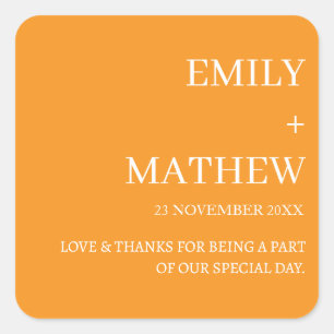 STYLISH MODERN CUSTOMIZED ELEGANT CLASSIC WEDDING SQUARE STICKER