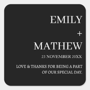 STYLISH MODERN CUSTOMIZED ELEGANT CLASSIC WEDDING SQUARE STICKER