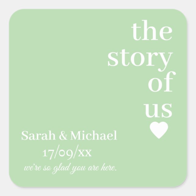 STYLISH MODERN CUSTOMIZED NAME CLASSIC WEDDING  SQUARE STICKER (Front)