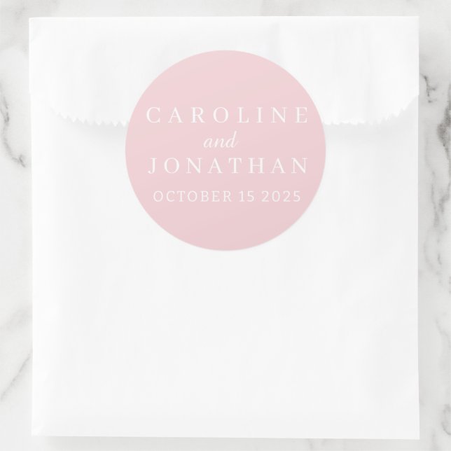 STYLISH MODERN CUSTOMIZED NAME WEDDING CLASSIC ROUND STICKER (Bag)