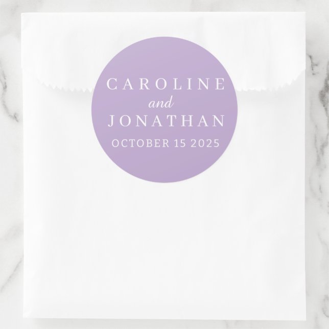 STYLISH MODERN CUSTOMIZED NAME WEDDING CLASSIC ROUND STICKER (Bag)