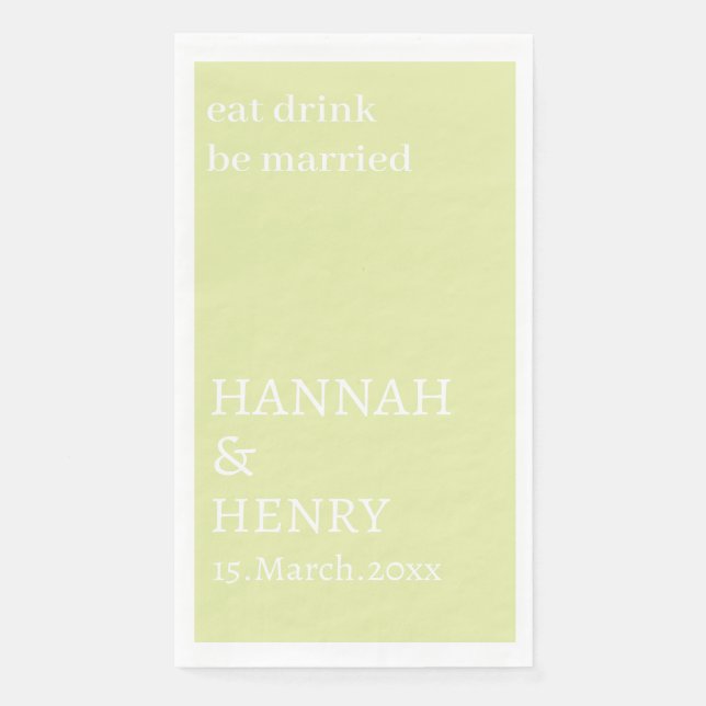 STYLISH MODERN CUSTOMIZED SCRIPT CREAM WEDDING  NAPKIN (Front)