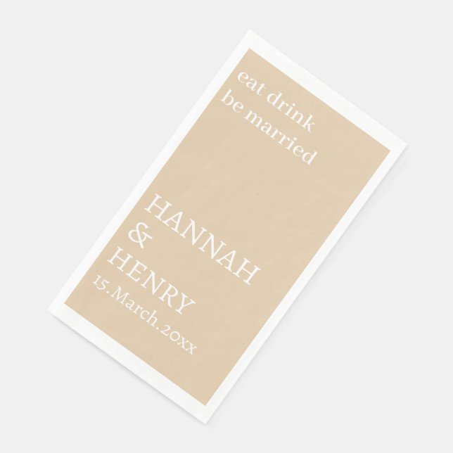 STYLISH MODERN CUSTOMIZED SCRIPT KHAKI WEDDING  NAPKIN (Corner)