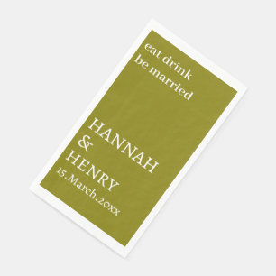 STYLISH MODERN CUSTOMIZED SCRIPT OLIVE WEDDING NAPKIN